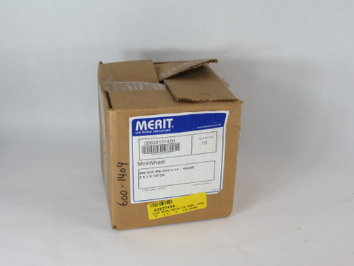 Merit MW GOF MM-3010 X 1/4 60ARB Mini Grinding Wheel 60 Grit 10-Pack BOX DMG NEW