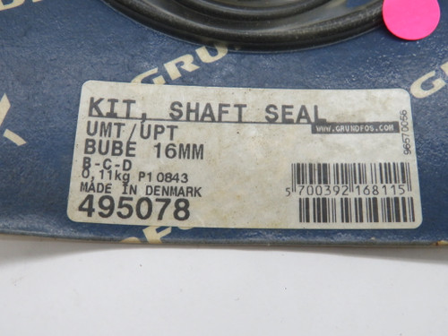 Grundfos 495078 UMT/UPT BUBE-16MM Shaft Seal Kit SEALED/INVENTORY STICKER NWB