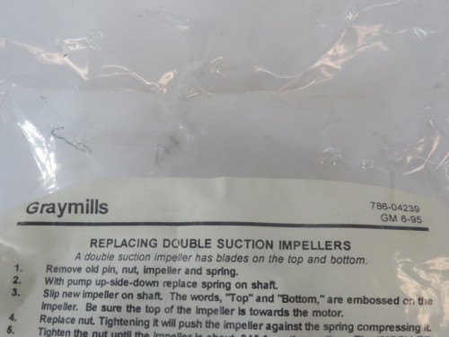 Graymills 401-21788 Impeller Repair Kit H3 Pump Low Pole NOP
