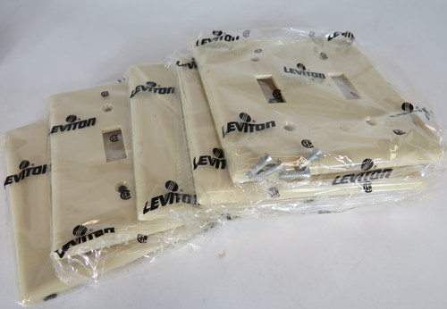 Leviton 86009/001 2-Gang Toggle Plate Ivory 5-Pack BOX DAMAGE NEW
