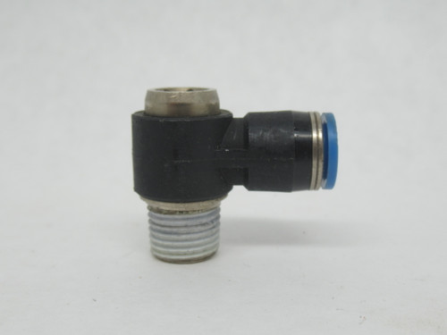 Festo 153100 QSLV-1/4-8-I Push-In L-Fitting R1/4" Thread 8mm Tubing OD USED