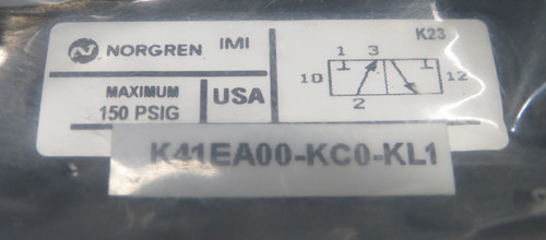 Norgren K41EA00KC0KL1 3/2 Pneumatic Valve 150 psig 3/8" NPT 1.6Cv NWB