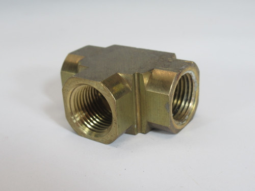 Parker 2203P-6 Brass Female Union Tee 3/8" Thread USED