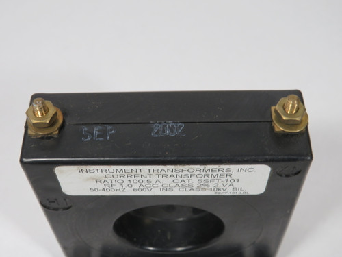 Instrument Transformers 5SFT-101 Current Transformer 600V 100:5A Ratio USED