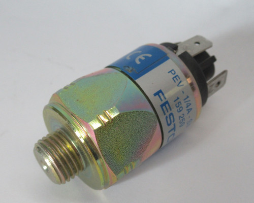 Festo 159259 PEV-1/4-A-SW27 Pressure Switch 250VAC/DC 1-10 bar 15-145 psi USED