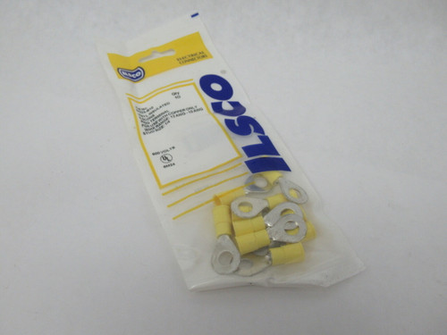 Ilsco 44223-B10 Yellow Vinyl Insulated Ring Terminal 1/4 Stud 12-10 AWG 10Pk NWB