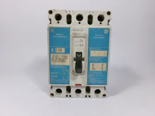 Westinghouse FDB3030L Series C Circuit Breaker 30A 600VAC 3-Pole 1A11842G06 USED