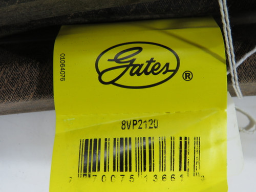 Gates 8VP2120 9189-0212 Single Strand V-Belt 212"L 1"W 0.88"W SHELF WEAR NEW