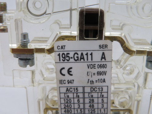 Allen-Bradley 195-GA11 Series A Auxiliary Contact Block 1NO 1NC 690V 10A USED