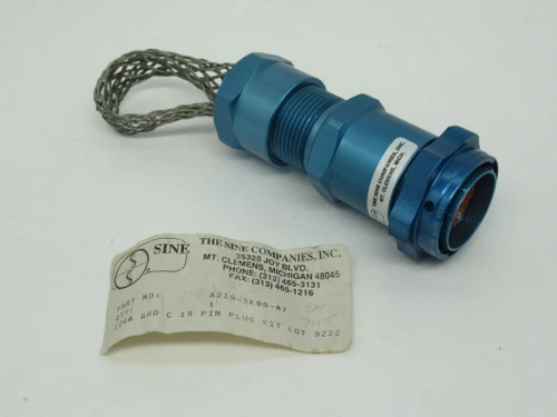 Sine A219-3K00-A7 Male Plug Assembly 19-Pin 12 AWG (GND) NO PLASTIC TOOL NOP