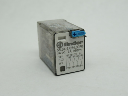 Finder 55.34.9.024.0070 Plug-In Relay 24VDC 7A@250VAC 14-Blade 4-Pole USED