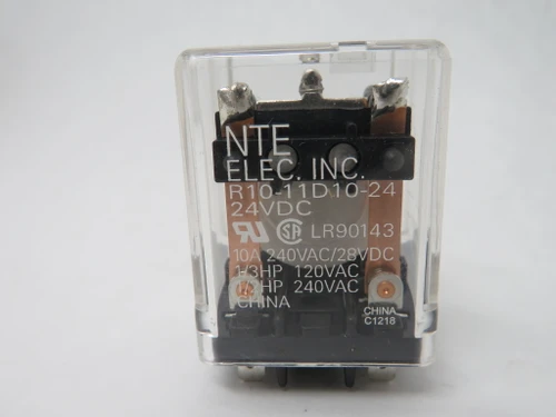 NTE R10-11D10-24 General Relay 24VDC 10A 240VAC 28VDC 8 Blade DPDT USED