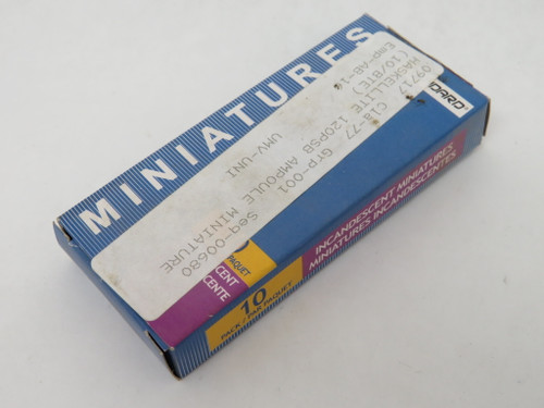 Standard T2/CL/120V/0.025A/TS5/STD Miniature Light Bulb 10-Pk BOX DAMAGE NEW