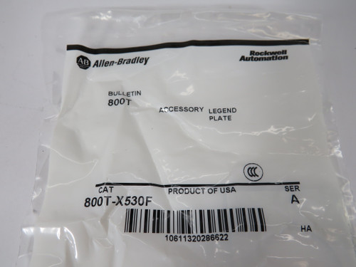 Allen-Bradley 800T-X530F Series A EN CIRCUT Legend Plate HOLEY BAG NWB