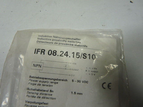 Baumer IFR-08.24.15/S10 Proximity Switch 5-30VDC NEW
