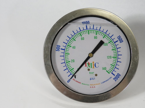 DMIC C40BGSB12N Liquid Filled Pressure Gauge 0-2000 psi 0-140 bar 4" USED