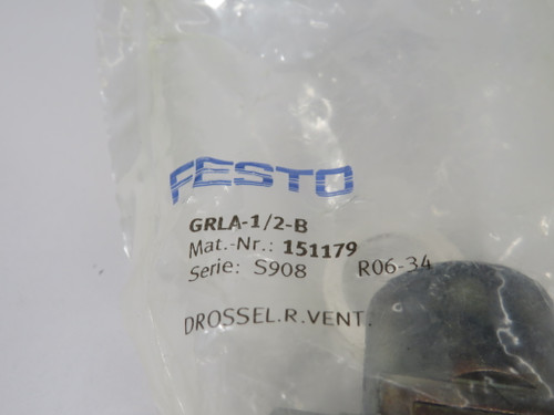 Festo 151179 GRLA-1/2-B One-Way Flow Control Valve HOLEY BAG NWB
