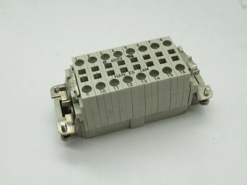 Harting 09330162616 Male Connector Insert 16A 16-Pole + Ground USED