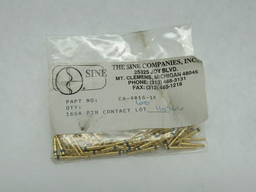 Sine CA-4016-1K Contact Pin 16 GA Lot of 60 PACKAGING SHELF WEAR NWB