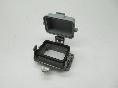 Harting 09300060302 Housing Bulkhead Mount 1 Locking Lever + Cover Size 6B USED