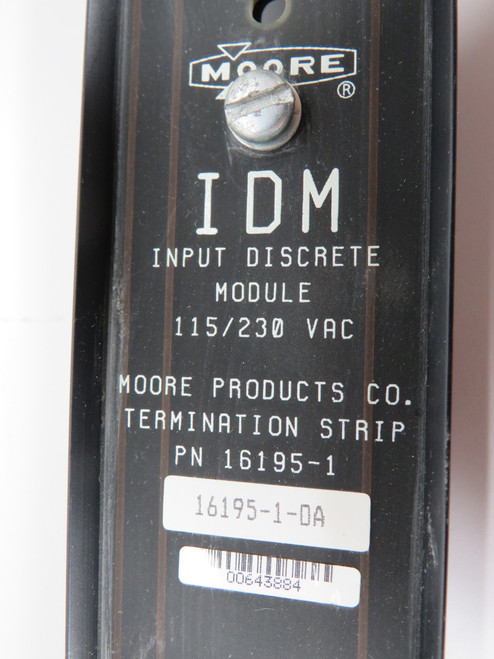 Moore 16195-1-DA Input Discrete Module Terminal Strip 115/230VAC USED