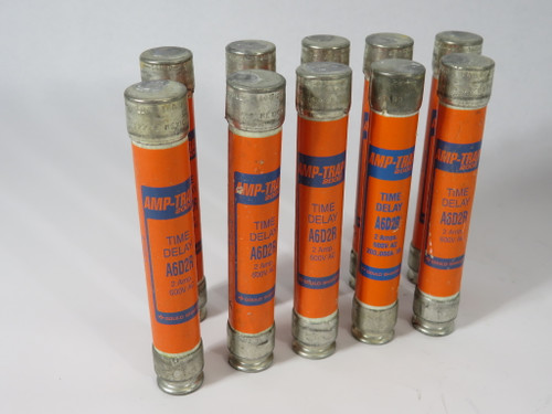 Gould Shawmut A6D2R Time Delay Fuse 2A 600VAC Lot of 10 USED