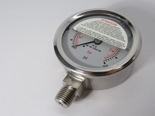 Swagelok PGI-63C-PG100-LA01 Liquid Filled Gauge 100 psi 63mm Dial NEW