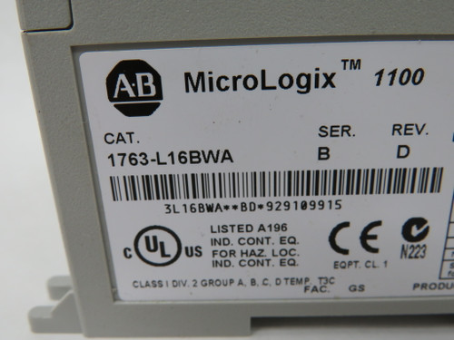 Allen-Bradley 1763-L16BWA Series B MicroLogix 1100 Controller 16P USED