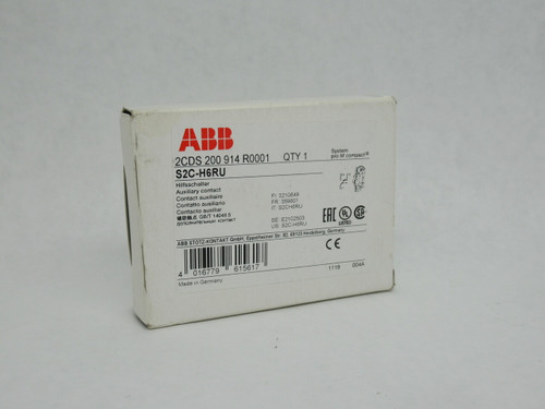 ABB S2C-H6RU Auxiliary Contact for Miniature Circuit Breaker 1CO NEW