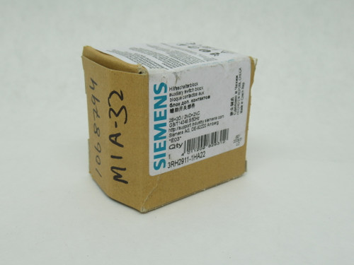 Siemens 3RH2911-1HA22 Auxiliary Contact Block 2NO 2NC 10A 240V NEW