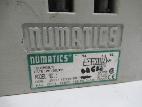 Numatics 123BA400LP6253C Pneumatic Valve 6 Amp USED
