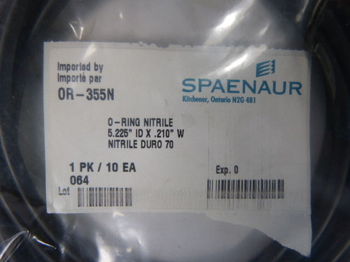 Spaenaur OR355-N Nitrile O-Ring 5.225"x.210" Bag of 10 NOP