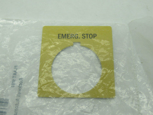 Allen-Bradley 800T-X504Y Series A Legend Plate Emergency Stop Yellow NWB