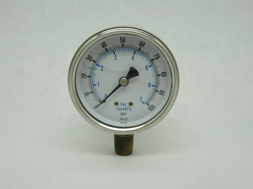 ENFM RW132A3N309KG Field Fillable Pressure Gauge 0-100 psi 2-1/2" D 1/4" NPT NOP