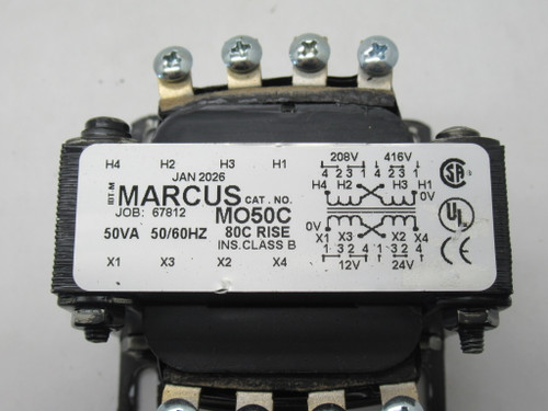 Marcus MO50C Industrial Control Transformer 50VA Pri:208/416V Sec:12/24V USED