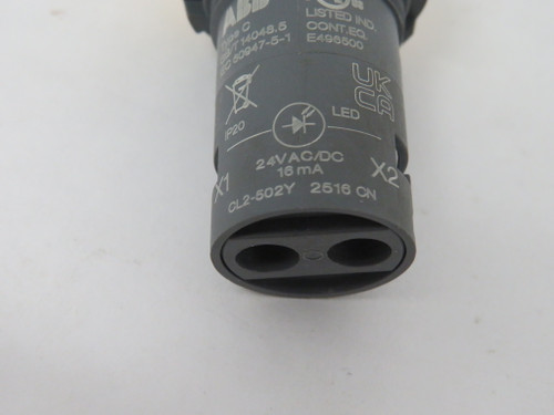ABB CL2-502Y 1SFA619403R5023 Yellow Pilot Light 24VAC/DC 16mA USED
