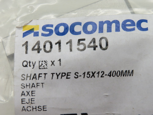 Socomec 14011540 S Type Disconnect Shaft 400mm L 15x12 HOLEY BAG NWB