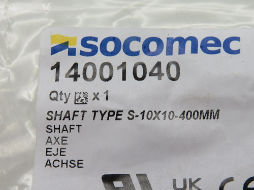 Socomec 14001040 Type S Disconnect Shaft 400mm L 10x10 HOLEY BAG NWB