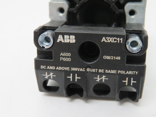 ABB A3PBF1-600G-11 Green Momentary Push Button 1NO 1NC USED