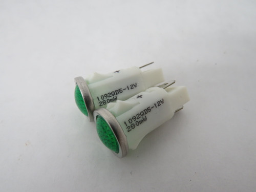 Visual Communications 1092QD5-12V Green Flush Pilot Light 12V Lot of 2 NOP