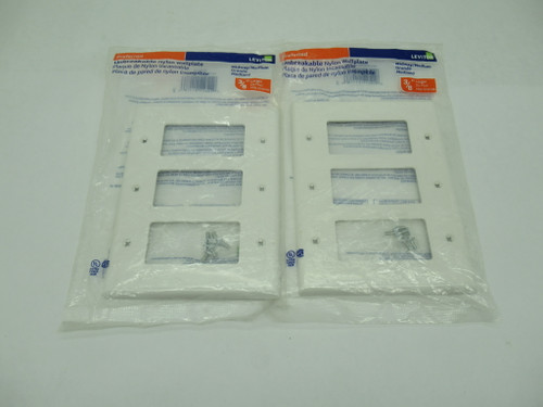 Leviton PJ263-W Nylon Wallplate 3-Gang White Lot of 2 NWB