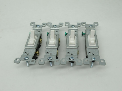 Leviton 1451-2W Toggle Switch 15A 120V 1-Pole White Lot of 4 SHELF WEAR NOP