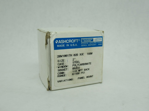 Ashcroft 20W1001TH02BXUC160 Pressure Gauge 0-160 psi 2" Diameter NO HARDWARE NEW