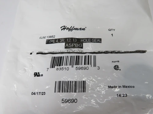 Hoffman 59690 Grey Mild Steel Enclosure Hol-Sealer 1.22" HOLEY BAG NWB