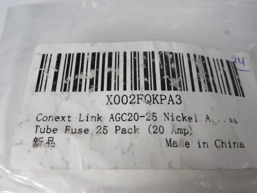 Generic AGC20-25 Nickle Glass Tube Fuse 20A 250V Lot of 24 NOP