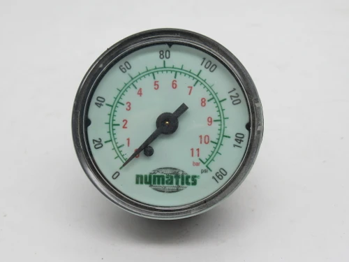 Numatics GB160 Dry Pressure Gauge 0-160 psi 2" Diameter 1/4" NPT USED