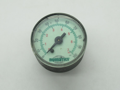 Numatics GA100 Dry Pressure Gauge 0-100 psi 1.5" Diameter 1/8" NPT USED