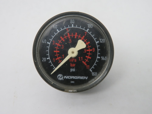 Norgren 18-015-209 Dry Pressure Gauge 0-160 psi 0-11 bar 50mm Diam 1/4" NPT USED