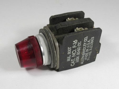 Allen-Bradley 800T-P16R Series A Pilot Light 120VAC 50/60Hz Red Lens USED