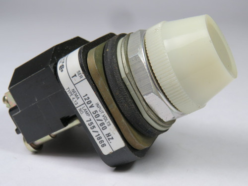 Allen-Bradley 800T-P16W Series T Pilot Light 120VAC 50/60Hz White Lens USED